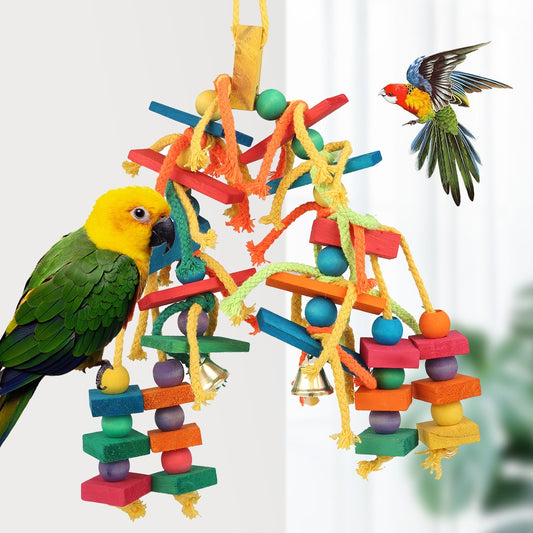 Colorful Parrot Chew Toy Hanging Perch