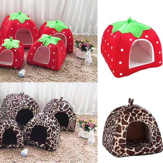 Soft Strawberry Pet Dog Cat House